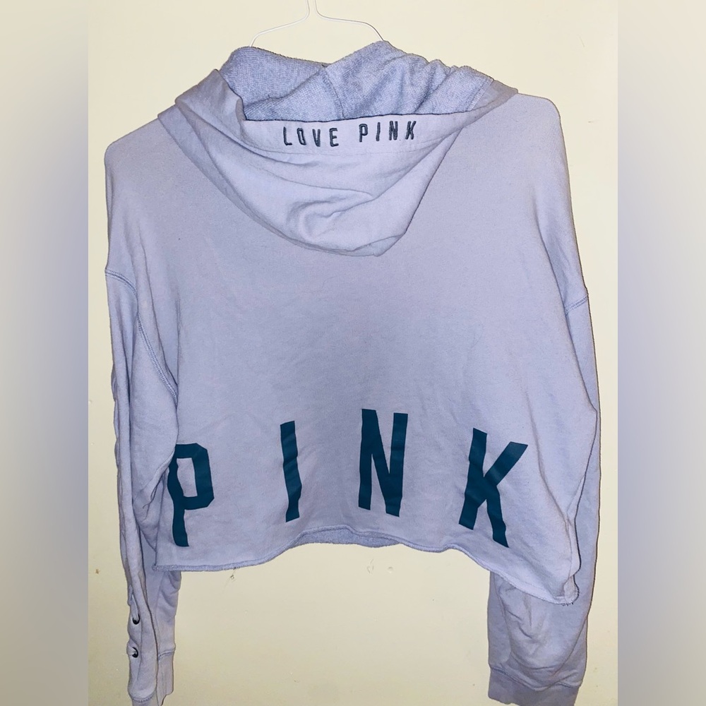 PINK Purple & Gray Crop Fit Hoodie Size Medium
